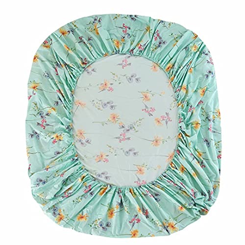 JSD Green Floral Printed Sheet Set Queen Size, 4 Piece Soft Botanical Microfiber Sheets Extra Deep Pocket JSD