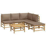 vidaXL 6 Piece Patio Lounge Set with Taupe Cushions Bamboo vidaXL