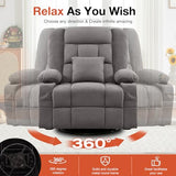 Rocker Recliner Chair with Heating and Kneading Massage for Adults,360°Swivel Rocker Recliner with Cup Holder and USB Charge Port for Living Room,Bedroom, Nursery