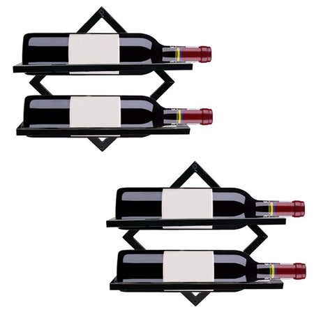 FOSTERSOURCE 2Pcs Metal Wall Mounted Wine Rack Hanging Wine Bottle Holder Wall Organizer Storage Shelf for Home Kitchen Bar Decor FOSTERSOURCE