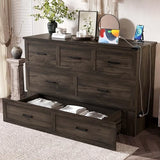 Ball & Cast Murphy Bed Queen Size Bed Frame with Charging Station,Murphy Bed Cabinet Foldable Platform Bed w/Large Storage Drawer,can be Folded,Slat Support,No Box Spring Needed,for Apartment,Gray Ball & Cast