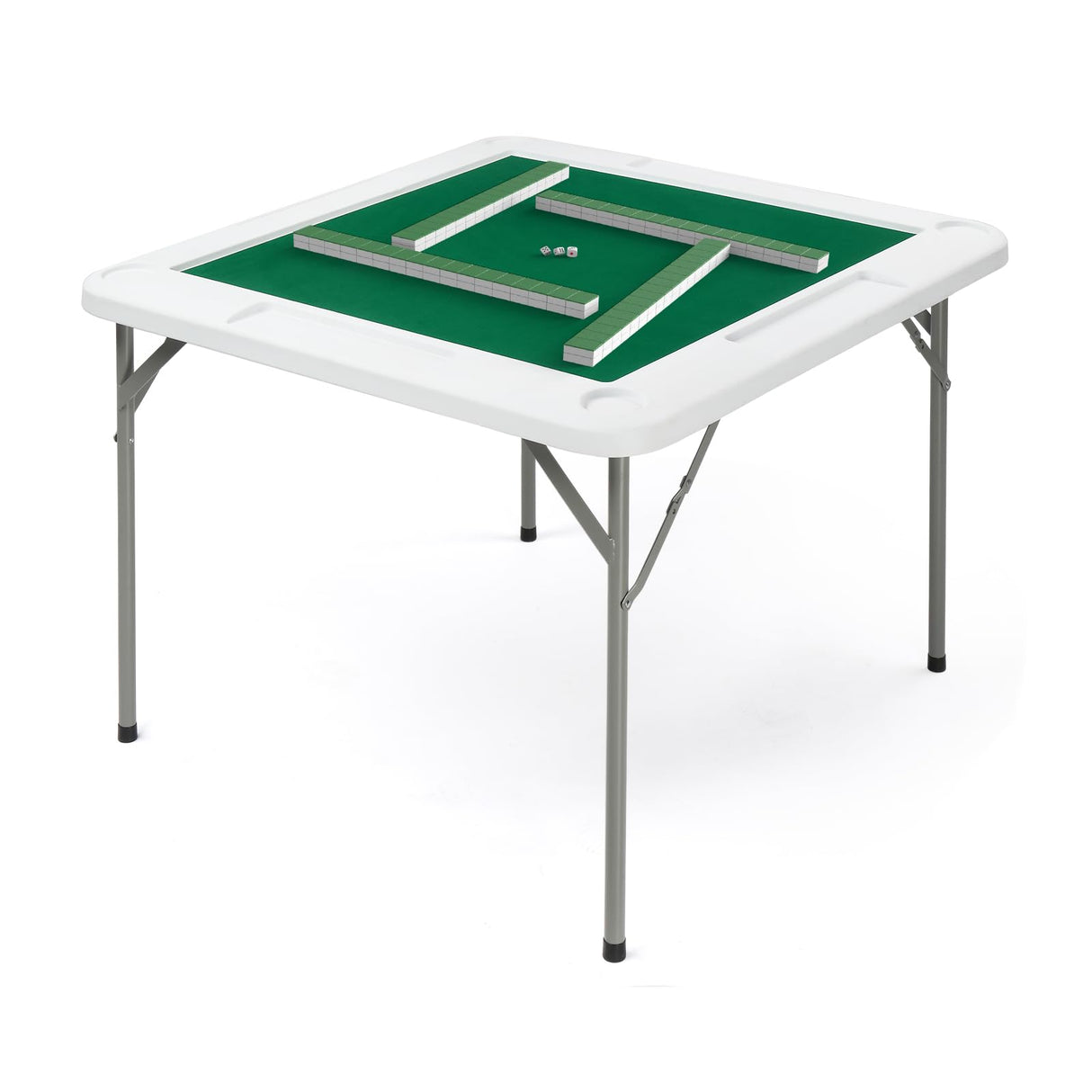 PEXMOR 39.5" Foldable Mahjong Table, Square 4 Player Card Game Table w/Cup Holders & Chip Grooves, Portable Folding Poker Domino Board Game Table for Blackjack, Texas Hold'em, Jigsaw Puzzles Game PEXMOR