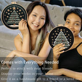 FONNUY Christmas Embroidery Kit for Beginners, Cross Stitch Set Winter Snow House Scene Pine Owl Pattern for Adults, Easy to Follow Color Thread Needlework, 8'' Hoop (Star Tree)