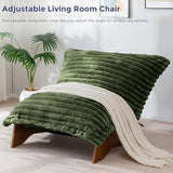 MAXYOYO Adjustable Living Room Chair, Convertible Bean Bag Chair & Recliner with Frame, Removable Cushion Floor Sofa Striped Fabric, Soft Upholstered Lounge for Bedroom, Dorm, Green