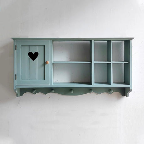 Qivzixamjr Hanging Display Shelf Organizer, Wall Mounted Curio Cabinet with Hooks, Wooden Collection Storage Rack, Floating Countertop Display Rack for Living Room, Bedroom, Kitchen(Light Blue) Qivzixamjr