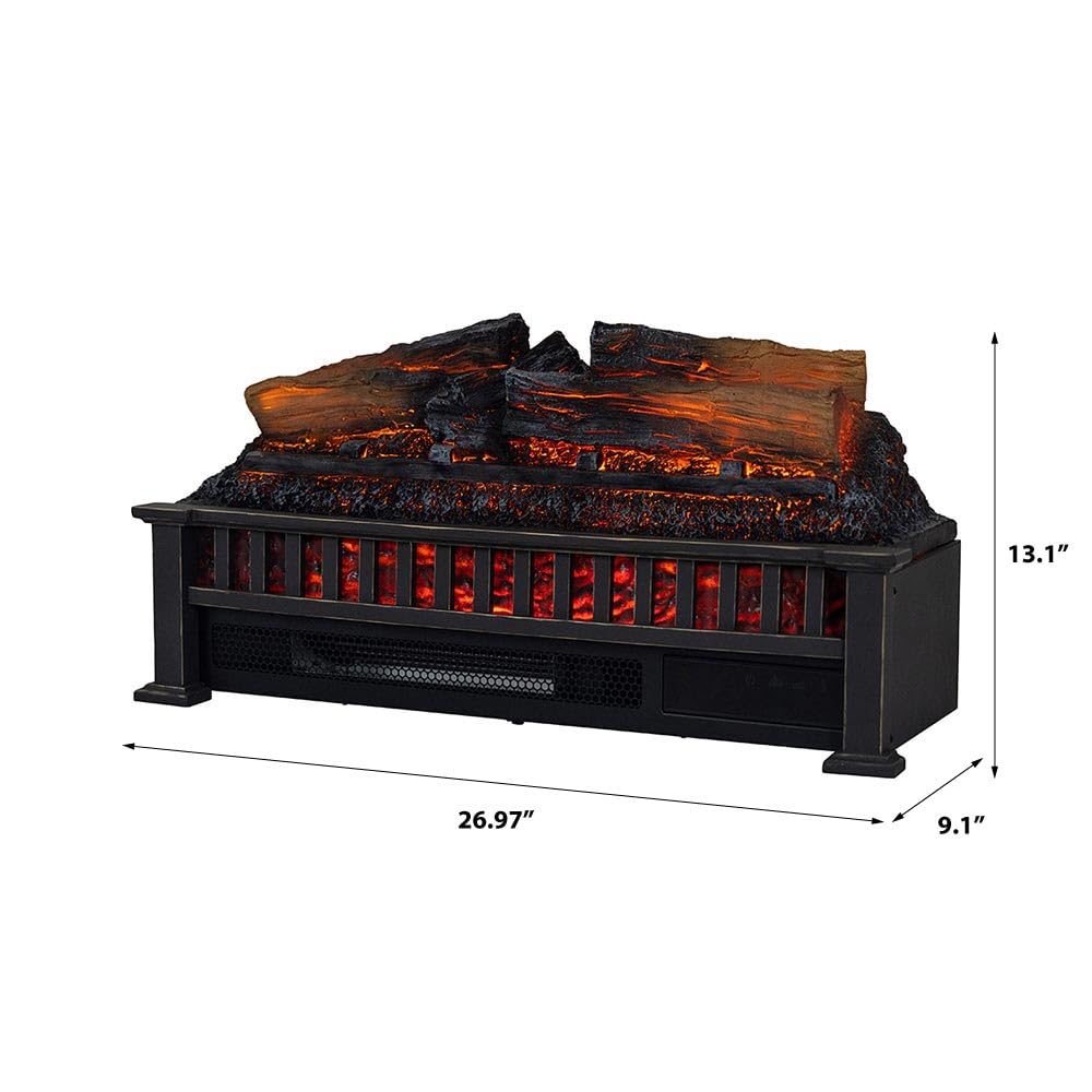 Country Living 27 inch Electric Log Set | 1000 Sq Ft Heater - Log Insert with Infrared Flames | Control with Remote, Alexa or Google