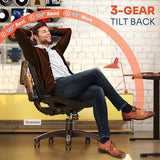 GABRYLLY Ergonomic Office Chair, High Back Home Desk Chair with Headrest, Flip-Up Arms, 90-120° Tilt Lock and Wide Cushion, Big and Tall Mesh Chairs for Man Woman, Black Task Chair(Dark Woodgrain) GABRYLLY