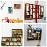 Shadow Box Display Shelf, Wall Mounted Wooden Hanging Display Shelf Floating Shelf Perfect for Little Figurines, Multi-Slot Wall Collection Freestanding Farmhouse Decor Display Case (Style I, Brown) AZOFIA