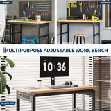 60" Heavy Duty Adjustable Workbench with Pegboard,2000 LBS Capacity ExploreHorizon