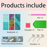 SULUNMO Diamond Art Bookmarks Kits for Adults,DIY Small Diamond Painting Bookmark, 5D Diamonds Dot Craft Making for Book Lovers(3Pcs Kaleidoscope-7) Sulunmo