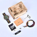 2win Engraved Wooden Watch Stylish Green Dial Design Personalized Wood Watches for Men Husband Boyfriend Fiancé Dad Customized Anniversary Birthday Watch (Custom Box Photo) 2win