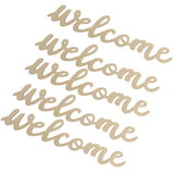 NUOBESTY 5PCS Welcome Wood Sign Cutout Unfinished Wooden Letter Sign Farmhouse Front Door Sign with 5pcs Ropes Decorative DIY Block Words Plaque for Easter Wreath Wall Art Decoration NUOBESTY