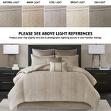 Madison Park Camelia Cozy Comforter Set-Trendy Design All Season Down Alternative Luxury Bedding with Matching Shams, Decorative Pillows, California King (104 in x 92 in), Natural 8 Piece Madison Park