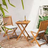 Flamaker Patio Set 3 Piece Acacia Wood Folding Bistro Set Outdoor Square Table and Chairs Balcony Furniture for Porch, Lawn, Backyard (Natural) Flamaker