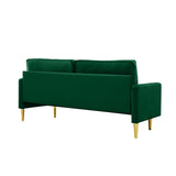 67'' Velvet Sofa Bed, Modern Loveseat with Gold Metal Legs and 2 Bolster Pillows, Velvet Love Seats Couch for Small Spaces, Living Room, Apartment (Green) GPCRAC