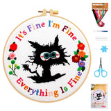 Haootadiy Beginner Embroidery Kit for Adults, Easy Cross Stitch Kit for Beginners and Adults, Full Embroidery Hoop Kit with Needles and Thread Included (Pattern 1)