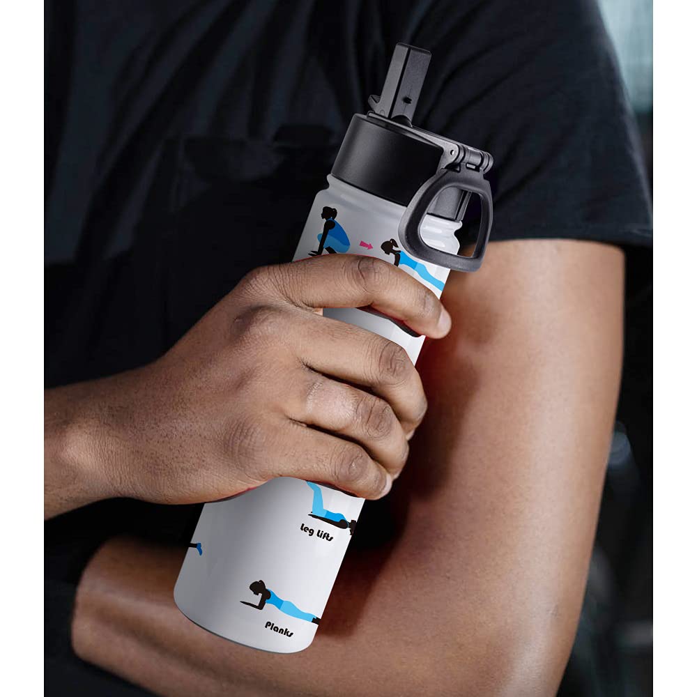 PYD Life 8 Pack Sublimation Blank Tumbler 22 OZ Sports Wide Mouth Stainless Steel Water Bottle Vacuum Flask with Straw and Portable Handle for Tumbler Press Machine Sublimation Print PYD Life