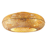 ainqiant Boho Caged Ceiling Fan with Light Flush Mount, 20 Inch Enclosed Rattan Ceiling Fans with Lights and Remote Control,Low Profile 6 Speeds for Bedroom, Living Room ainqiant