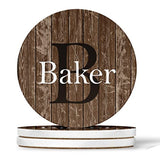 Personalized Coasters for Drinks CustomCoaster Set Monogrammed Initial Name Housewarming Gift Handmade by The Painted Pug (Dk Brown Barnwood) The Painted Pug