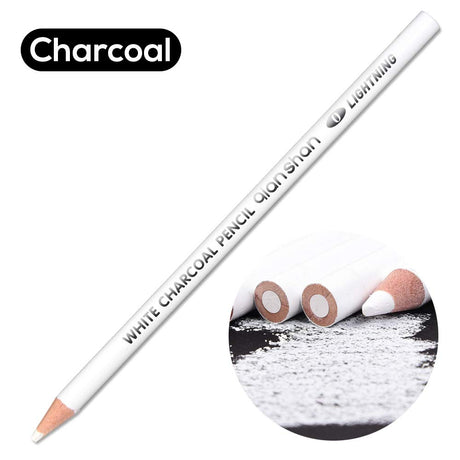 qianshan 2 Pcs Black White Color Charcoal Pencils, Professional Hight Quality Sketch Highlight Charcoal Wooden Pencils for Artist Drawing, Sketching, Blending, 2 Colors of 1 Black, 1White qianshan