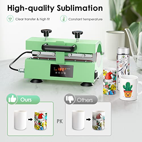 SLIMSTY Tumbler Heat Press Machine,110V Auto Timer Cup Mug Heat Press Machine for 11-30oz Sublimation Straight Tumbler Bottles,Ceramic Mugs,Glass Cans Heat Transfer Print with Temp&Timer Setting