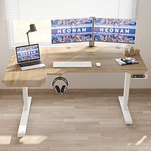 HEONAM Ergonomic Electric Standing Desk 59 Inch, Height Adjustable Sit Stand Desk with Memory Keypad and Large Work Surface HEONAM