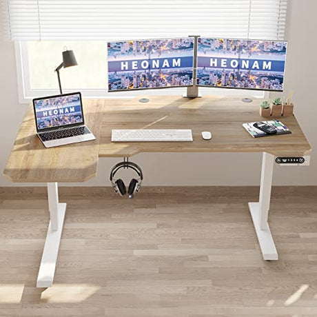 HEONAM Ergonomic Electric Standing Desk 59 Inch, Height Adjustable Sit Stand Desk with Memory Keypad and Large Work Surface HEONAM