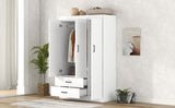 Quarte Modern 3-Door Wardrobe with 2 Drawers, Shelves and Hanging Rail, Freestanding Armoire Wardrobe Closet, Clothes Storage Cabinet Organizer (White/Wardrobe) Quarte