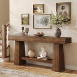 TRIBEWOOD Solid Wood Console Table, 63-Inch EntrywayTable with Storage, Long Wooden Sofa Table Behind Couch for Entryway, Hallway, Foyer, Living Room TRIBEWOOD