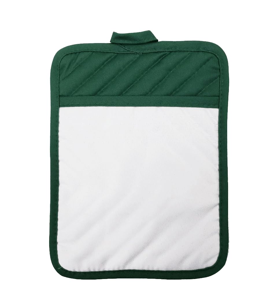 Green Sublimation Blanks 9"x7" Polyester/Cotton Pot Holders with Sublimation Pocket DIY Set of 12 Tromic