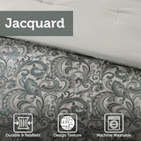 Madison Park Essentials Brystol 24 Piece Room in a Bag Faux Silk Comforter Jacquard Paisley Design Matching Curtains Down Alternative Hypoallergenic All Season Bedding-Set, King (104 in x 92 in), Teal Madison Park