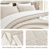 Sanracie Cotton Oversized King Bedspread(120"x120"),Wheat Waffle Weave Quilt Set 3Pcs Soft Lightweight Farmhouse Oversized King Quilt Bedding Set,Luxury Bedding Coverlet for All Seasons Sanracie