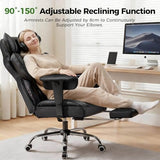 GTPOFFICE Big and Tall Office Chair 400LBS Wide Seat Computer Gaming Chair with Footrest & Comfy Lumbar Support, Leather High Back Executive Chair with Ergonomic Pressure Relief Seat Cushion, Black GTPOFFICE