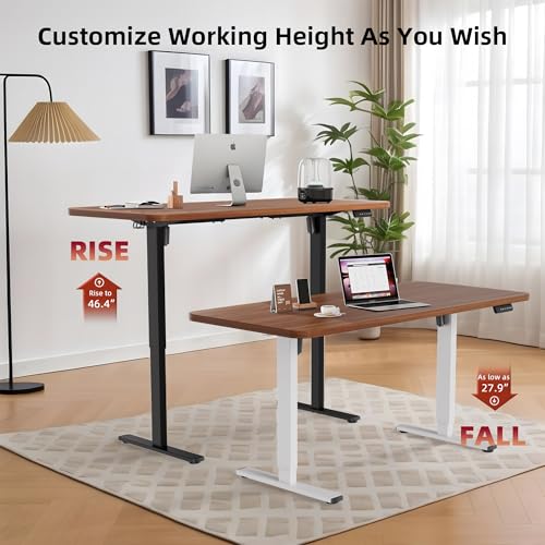 PiomuDek Standing Desk Frame with 330lbs Powerful Dual Motor, Electric Adjustable Height Computer Table Legs, Sit Stand Up Desk Base with Memory Controller, for Home Office, White,ED04NW (Frame Only) PiomuDek