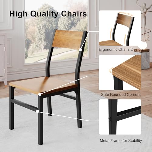 Einhomn 7-Piece Dining Room Table Set with 6 Chairs, 63" Extendable Dining Table & Chairs Set for 4-6, MDF Board & Metal Frame, for Kitchen, Dining Room, Walnut Einhomn