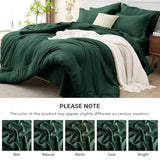 MUXHOMO 7 Pieces Full Comforter Set, Soft Bed in a Bag Full Size, All Season Bedding Set with Comforter, Flat Sheet, Fitted Sheet, Pillowcases & Shams, Dark Emerald Green