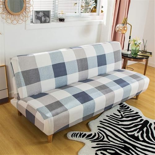 ele ELEOPTION Armless Sofa Bed Cover Stretch Slipcover Folding Couch Cover Futon Covers Full Size Furniture Protector Grid Print Color ele ELEOPTION
