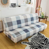 ele ELEOPTION Armless Sofa Bed Cover Stretch Slipcover Folding Couch Cover Futon Covers Full Size Furniture Protector Grid Print Color ele ELEOPTION