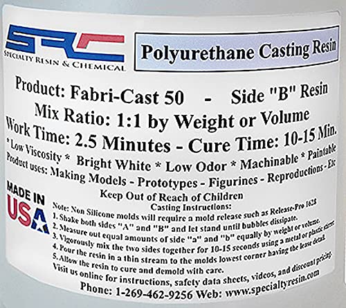 Specialty Resin & Chemical Fabri-Cast 50 [2 Gallon Kit] | Polyurethane Casting Resin for Models, Figurines, and Sculptures | Beginner Liquid Molding Set | Ultra Low Viscosity and Fast Curing Resin SPRESIN