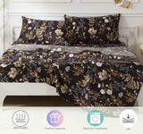 SDY 7PCS Dark Floral Comforter and Sheet Set Full Size, Black Flower Bedding Set for Girl/Women Gift Includes 1*Comforter,1* Flat Sheet, 1*Fitted Sheet,2*Pillowcases and 2*PillowcaseShams SDY