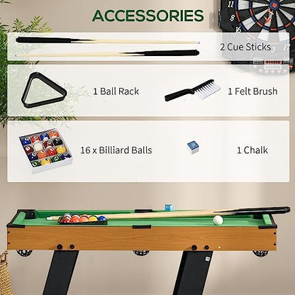 Soozier 38" Foldable Billiards Tabletop Game, Pool Table Set, Fun for The Whole Family with Easy Folding for Storage, Balls, Cues, Chalk, Brush for Game Room, Man Cave - WoodArtSupply