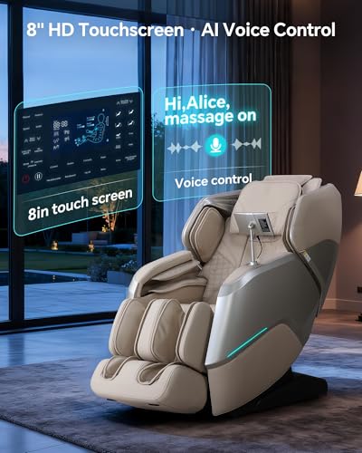 4D+3D Dual Mechanism Massage Chair Full Body, Zero Gravity Massage Chair Recliner with Segmented Dual SL Track, AI Fatigue Health Detection, 160° Flat Stretch, 8" HD Touchscreen & Voice Control,Brown CareTech
