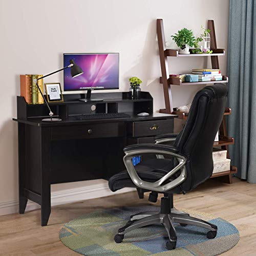 Catrimown Computer Desk with Drawers and Hutch, Wood Office Desk Teens Student Desk Study Table Writing Desk for Bedroom Small Spaces Furniture with Storage Shelves, Espresso Brown - WoodArtSupply