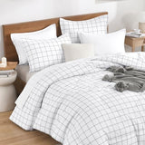 Andency Twin Comforter Set, White Gingham Plaid Grid Checkered Twin Bed Comforter Set for Dorm Boys Girls Teens Kids, 2 Pieces Lightweight Reversible Preppy Bedding Sets(66x90 Inch) Andency