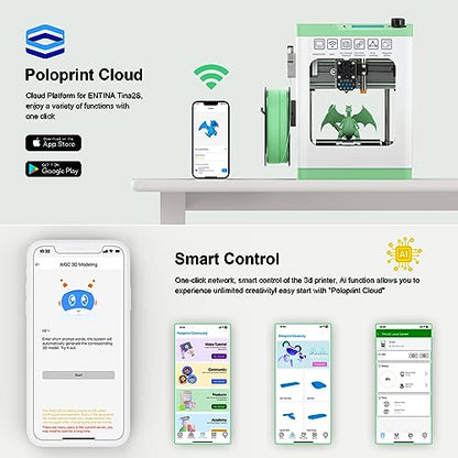Tina2S 3D Printer with WiFi Cloud Printing, Fully Assembled and Mini 3D Printer for Beginners and Kids with Auto Leveling, High Precision Printer with Smart Control and Heated Spring Steel Bu - WoodArtSupply