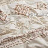 Oli Anderson Boho Duvet Cover Set Queen Size, Beige and Terracotta Color Clash 3 Pieces Microfiber Bedding Set, Durable and Super Soft Duvet Covers with Zipper and Ties, 90"*90" Oli Anderson