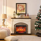 44Inch Electric Fireplace with Mantel, White Fireplace Heater with LED Flame, Corner Firebox with 23" Red Brick Firep lace Insert for Bedroom,Living Room BOSHIRO