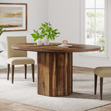 Tribesigns 55.12 Inches Oval Dining Table for 4-6 People, Wood Kitchen Table, Rustic Dinner Room Table, Home Furniture Kitchen Table for Kitchen, Home Dining Room, Living Room, Wooden Base, Brown Tribesigns