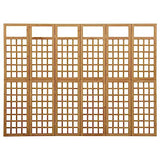vidaXL 6-Panel Room Divider/Trellis, Solid Fir Wood, Outdoor Suitable, Plant Supporter, Foldable Design, Brown, Size: 95.5"x70.9", Assembly Required vidaXL