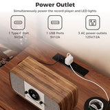 IRONCK Mid Century Modern Record Player Stand, Holds 1000+ Vinyl Records with 2 Drawers, Large Turntable Stand with Charging Station & LED Light, Suitable for Living Room & Entertainment Room, Brown IRONCK
